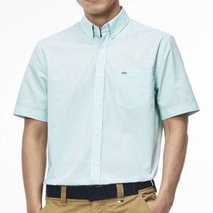 Lacoste Men's Sea Green And White Checkered Button Up Casual Shirt XL 44